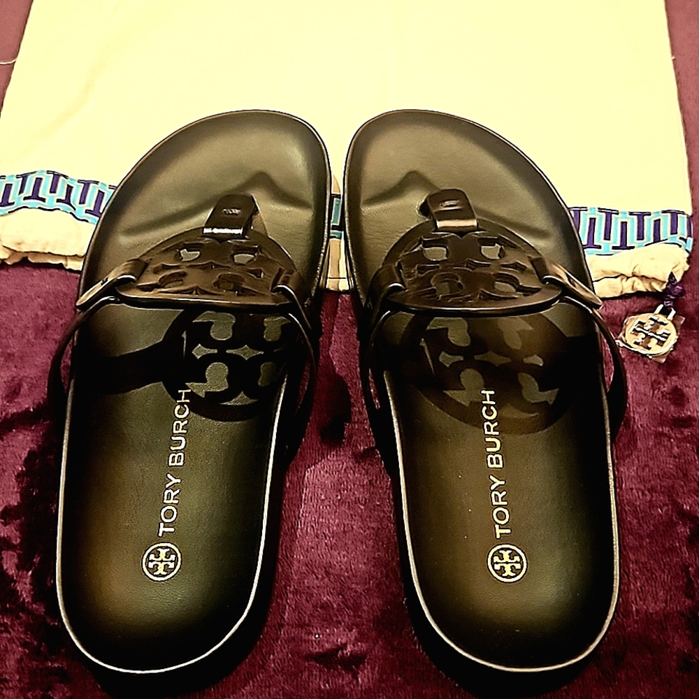 New Black Tory Burch Millet Cloud Foam Sandals